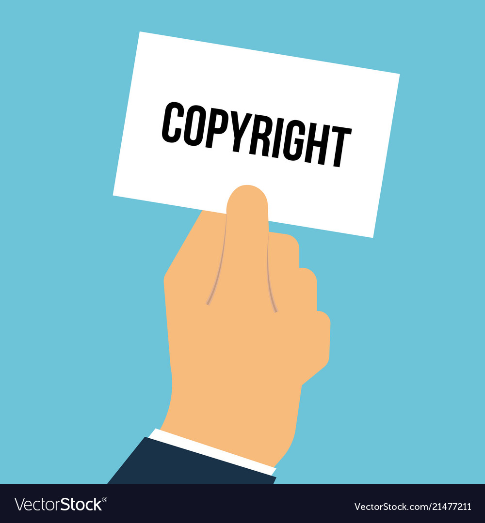 Man showing paper copyright text