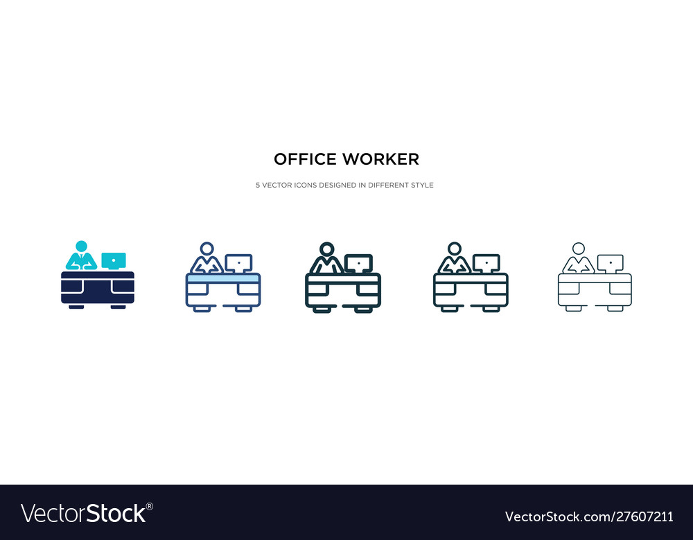 Office worker icon in different style two vector image Office worker icon in different style two