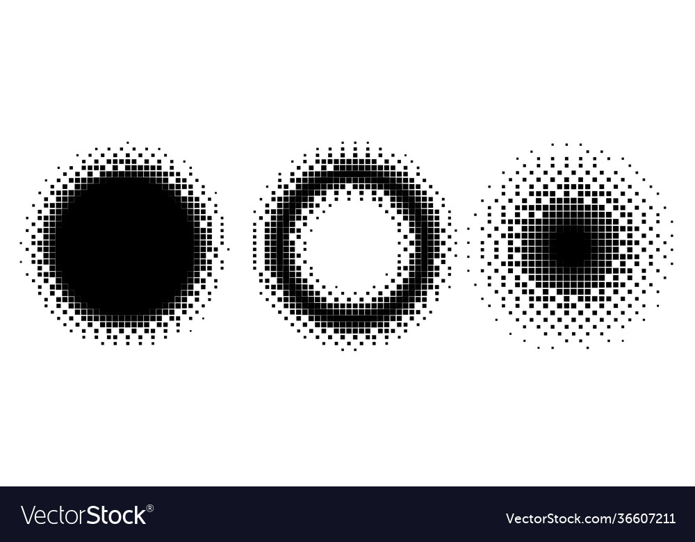 Pixel circles and frames halftone style set
