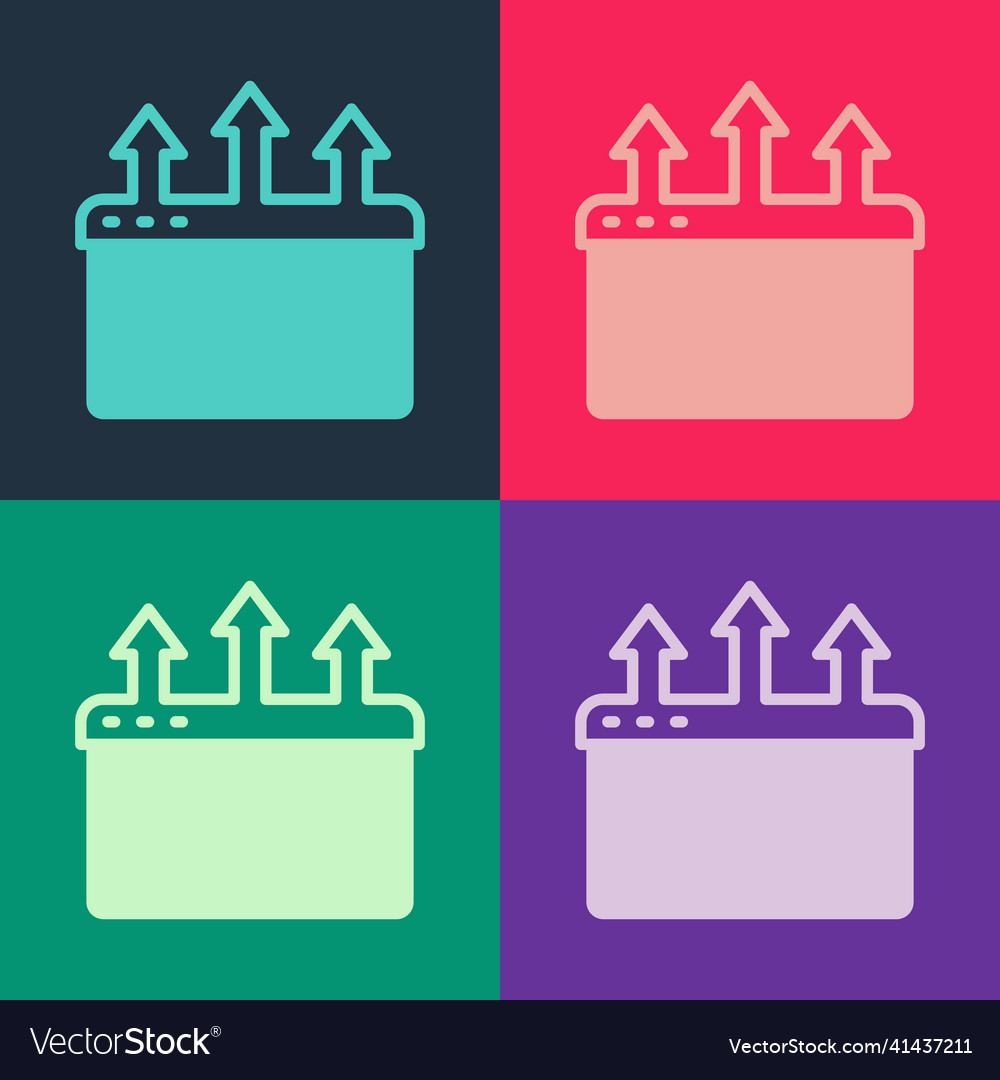 Pop art browser window icon isolated on color