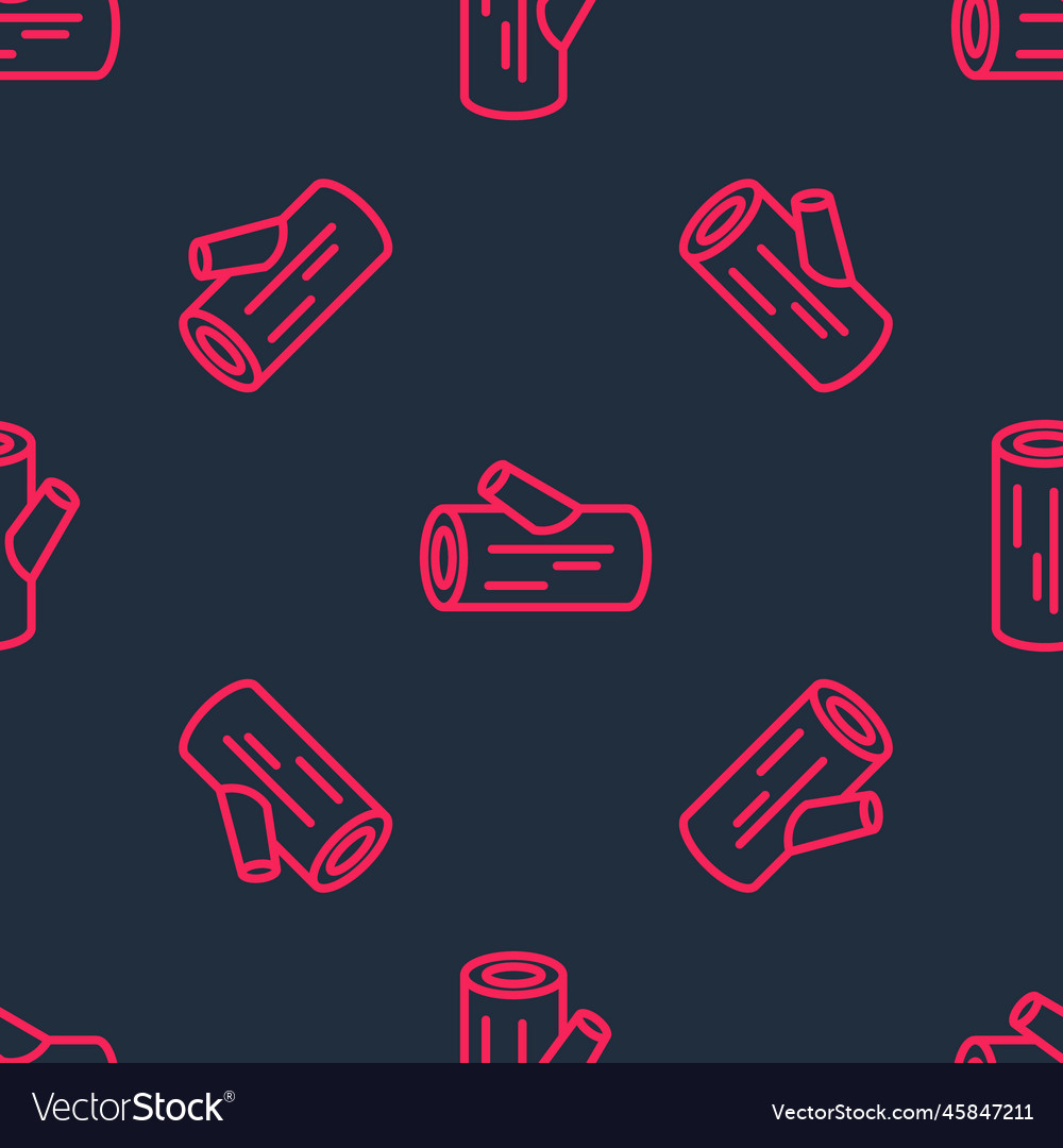 Red line wooden log icon isolated seamless pattern vector image Red line wooden log icon isolated seamless pattern