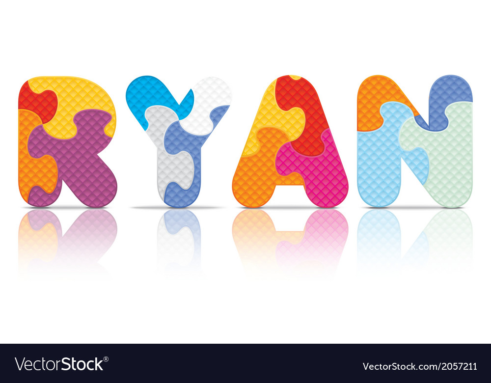RYAN written with alphabet puzzle Royalty Free Vector Image