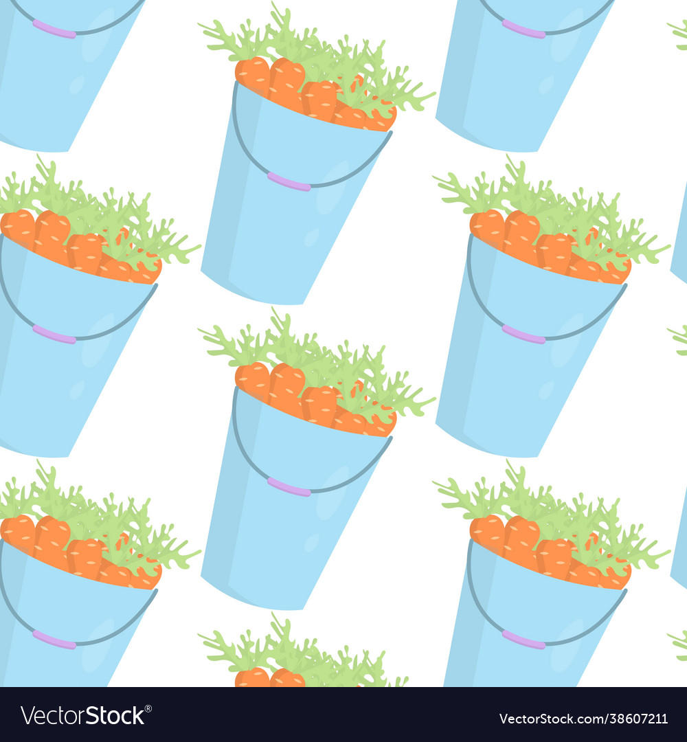Seamless pattern bucket with carrots