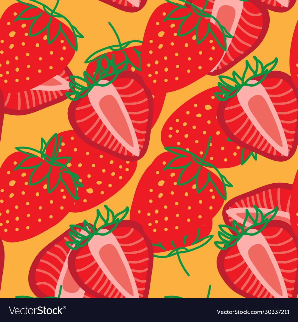 Seamless pattern strawberrys design colorful vector image Seamless pattern strawberrys design colorful