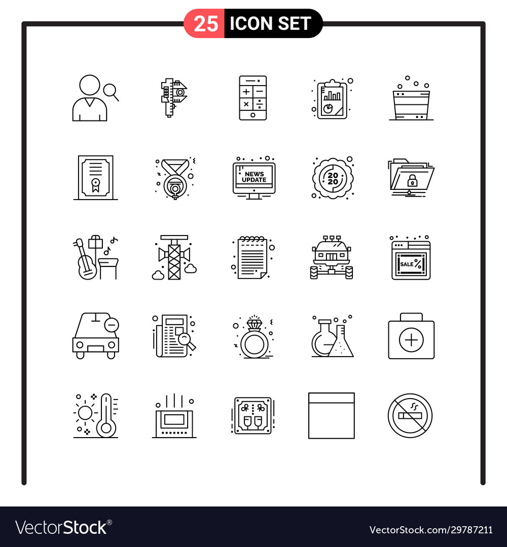 Set 25 line style icons for web and mobile Vector Image Set 25 line style icons for web and mobile
