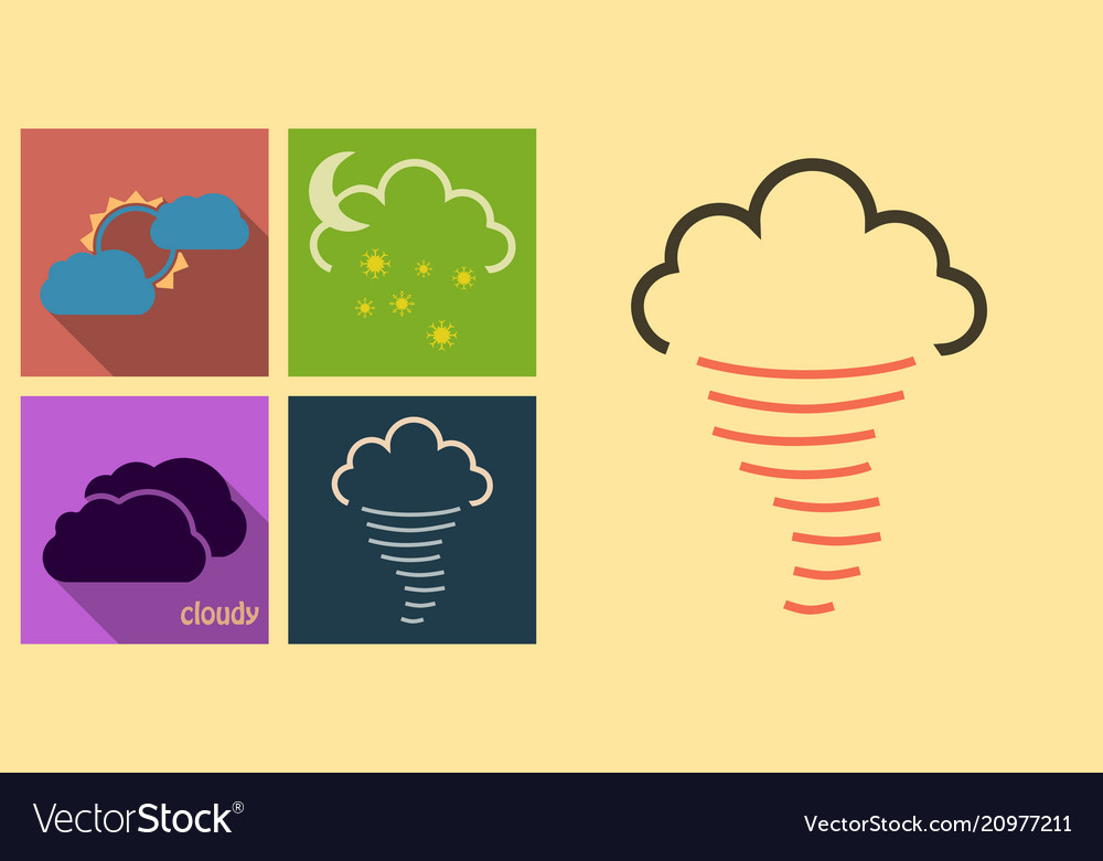 Set of weather icons in flat style with shadow