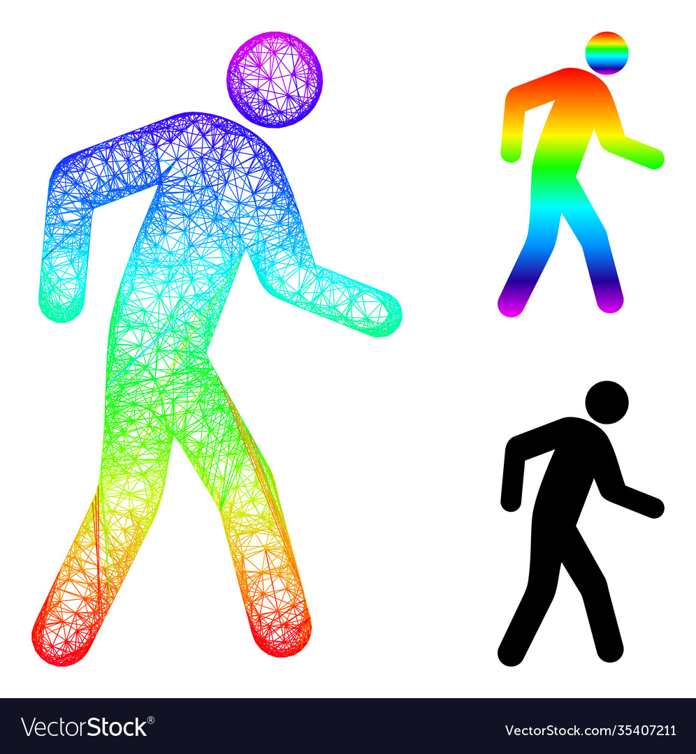 Spectral net gradient pedestrian icon vector image Spectral net gradient pedestrian icon