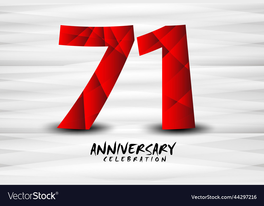 71 Year Anniversary Celebration Logo Red Polygon Vector Image