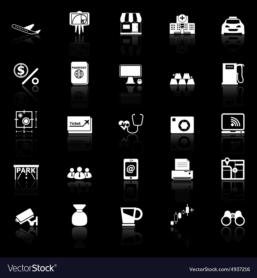 Application icons with reflect on black background