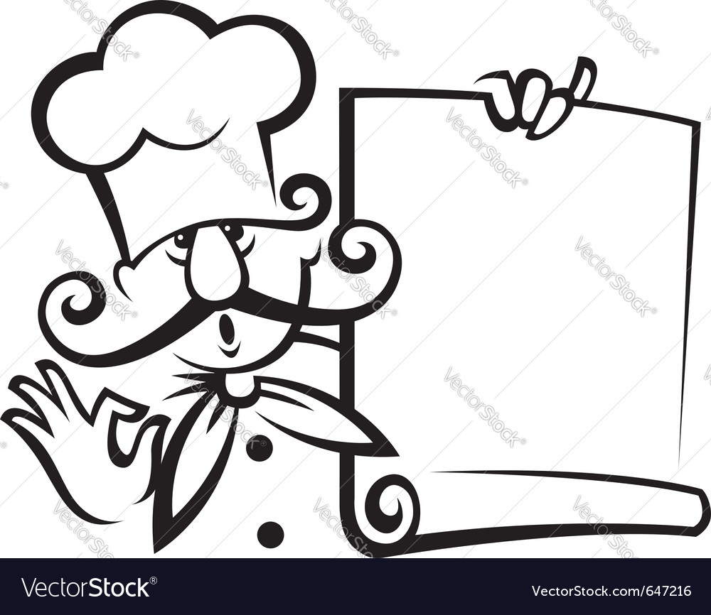 Chef with menu Royalty Free Vector Image - VectorStock