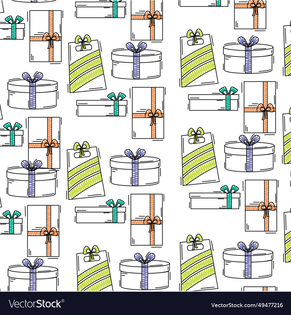 Colored present icons pattern background