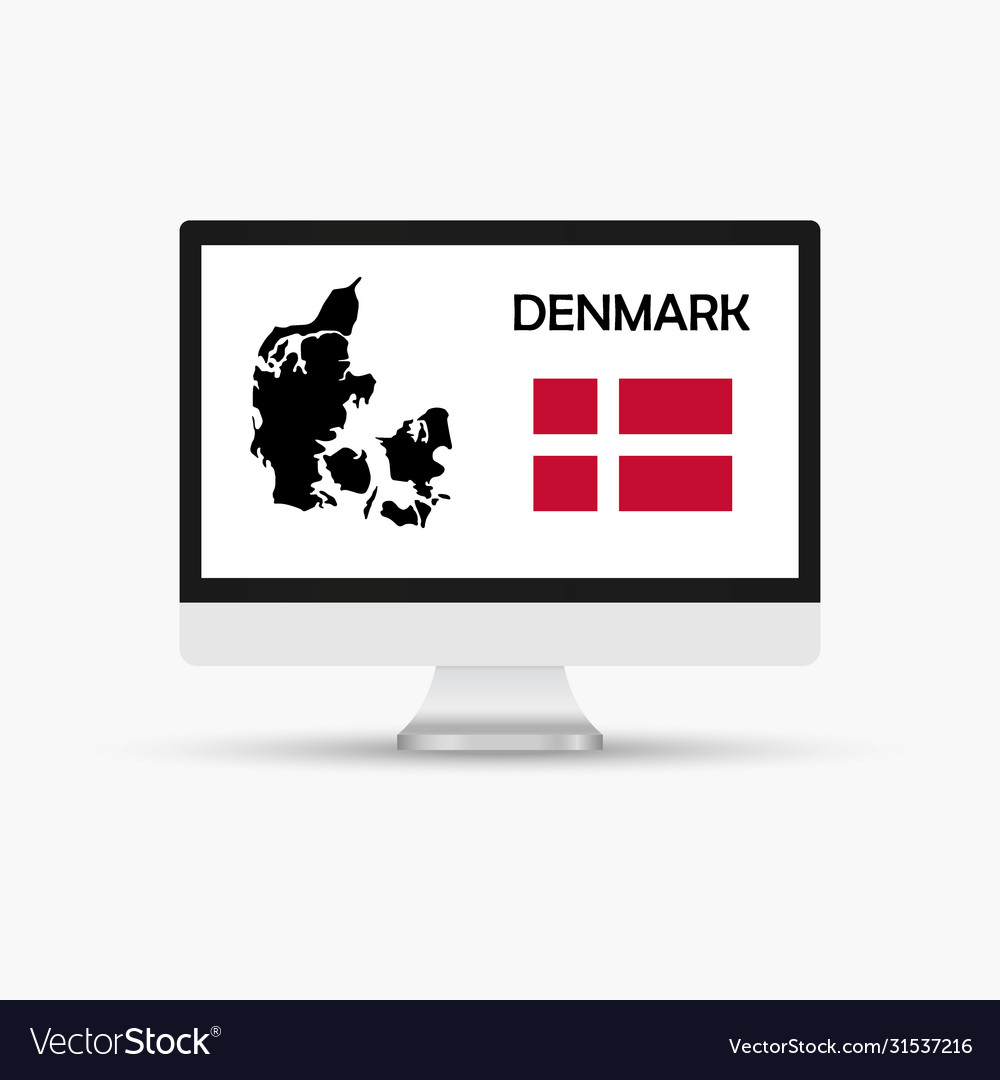 Computer monitor with a flag and map country vector image Computer monitor with a flag and map country