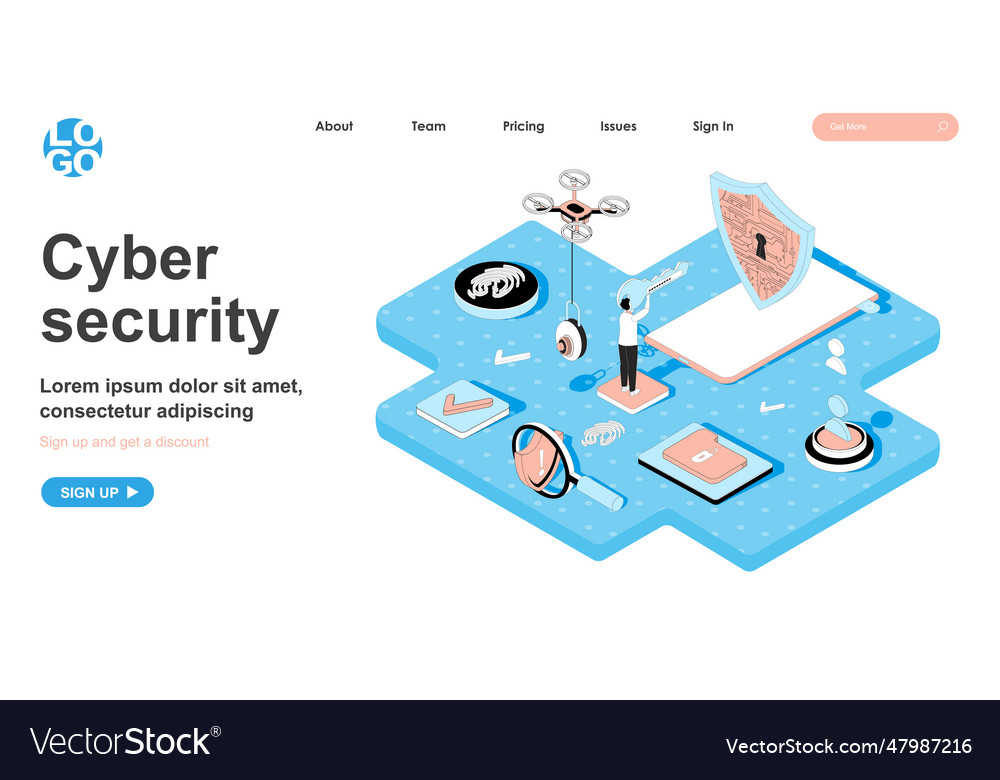 Cyber security isometric concept protection Vector Image