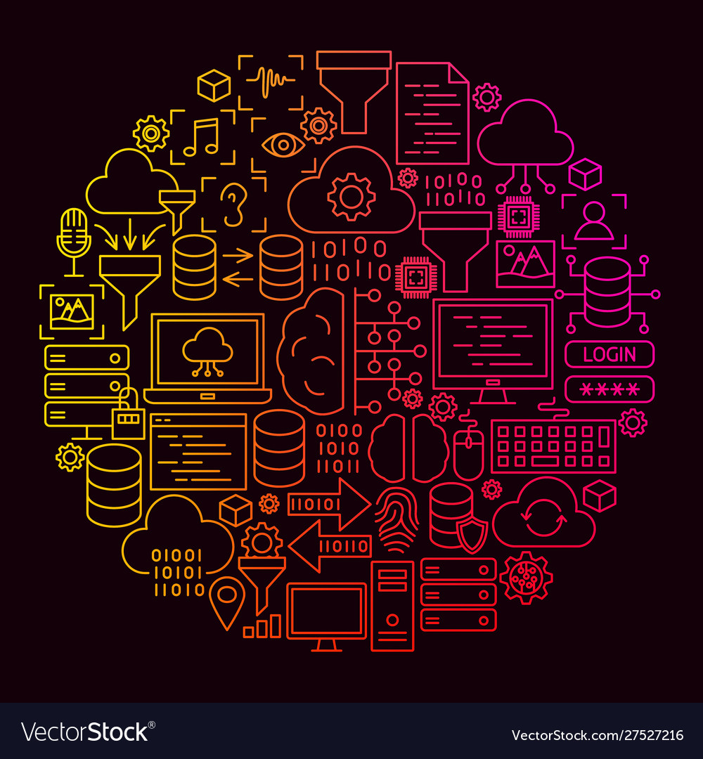 Data Science Icon Circle Set