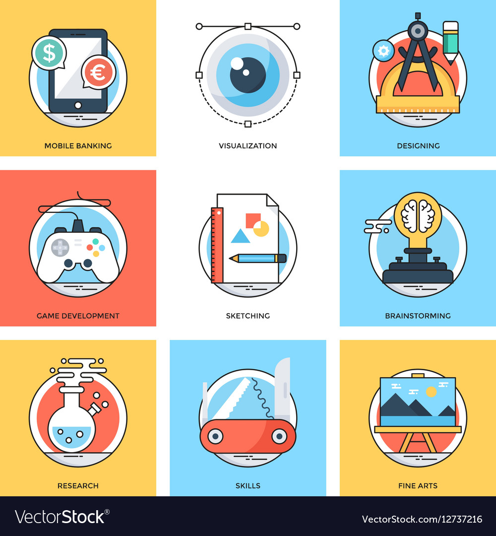 Flat Color Line Icons - Creative Concepts