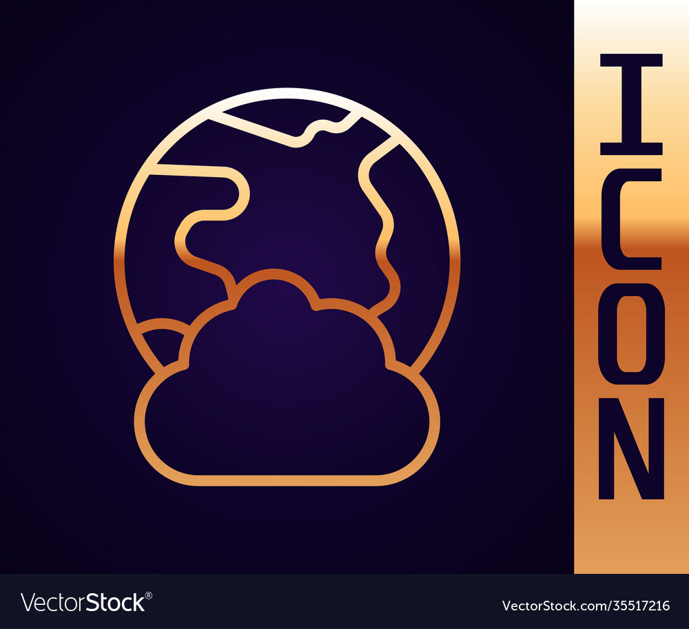 Gold line global technology or social network icon