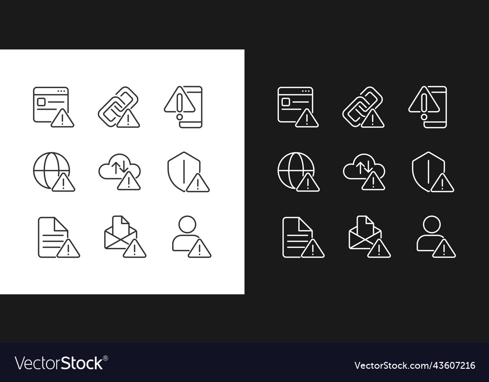 Network connect issues pixel perfect linear icons vector image Network connect issues pixel perfect linear icons