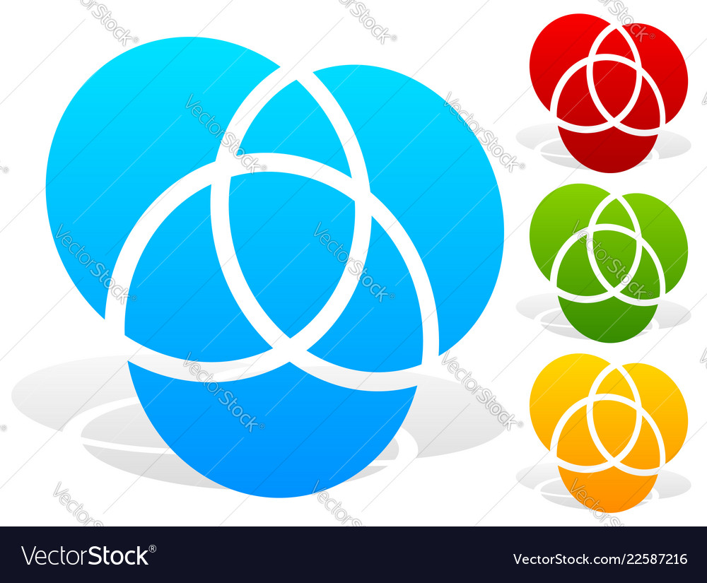 Overlapping circles icon - contour of 3 vector image Overlapping circles icon - contour of 3