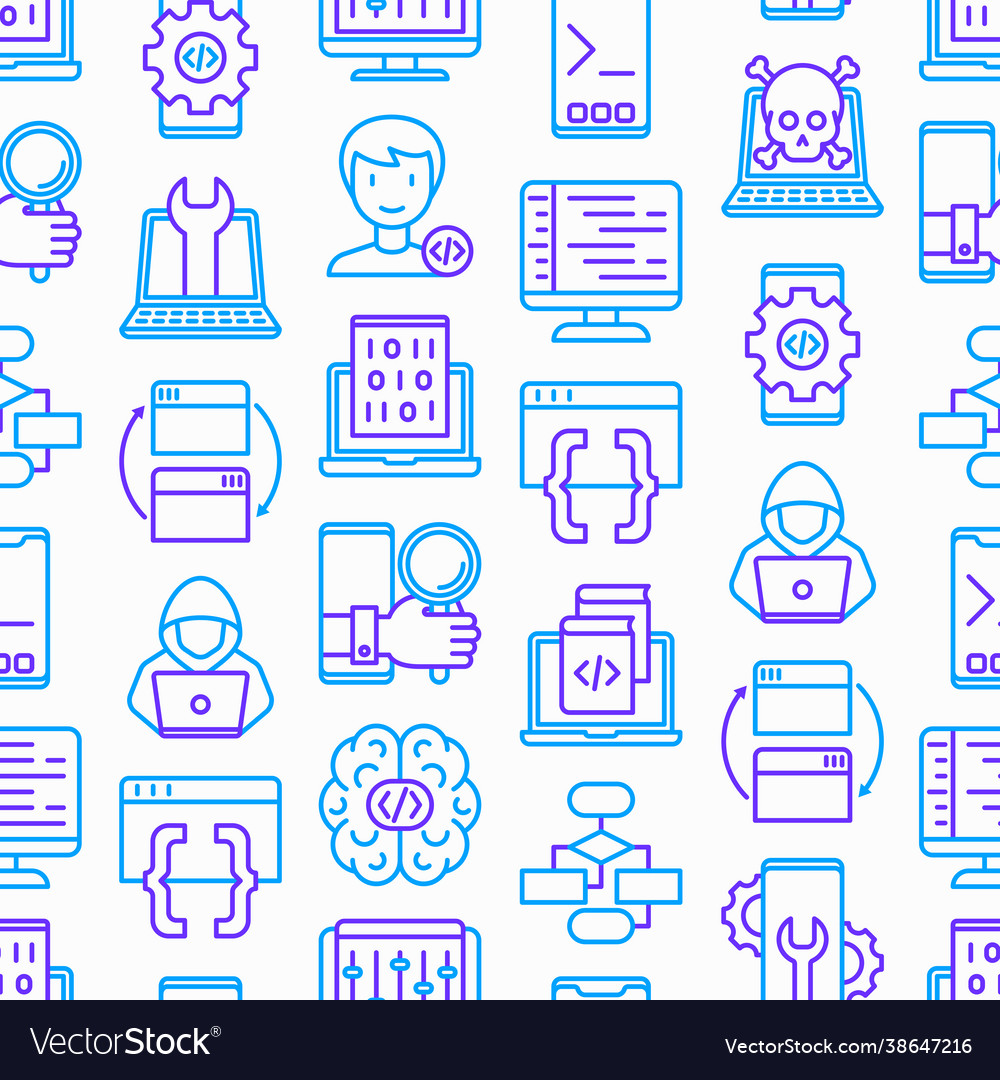 Programmierung nahtloser Muster mit dünnen Liniensymbolen vector image Programmierung nahtloser Muster mit dünnen Liniensymbolen