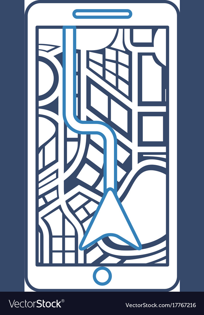 Road map direction in mobile phone with arrow