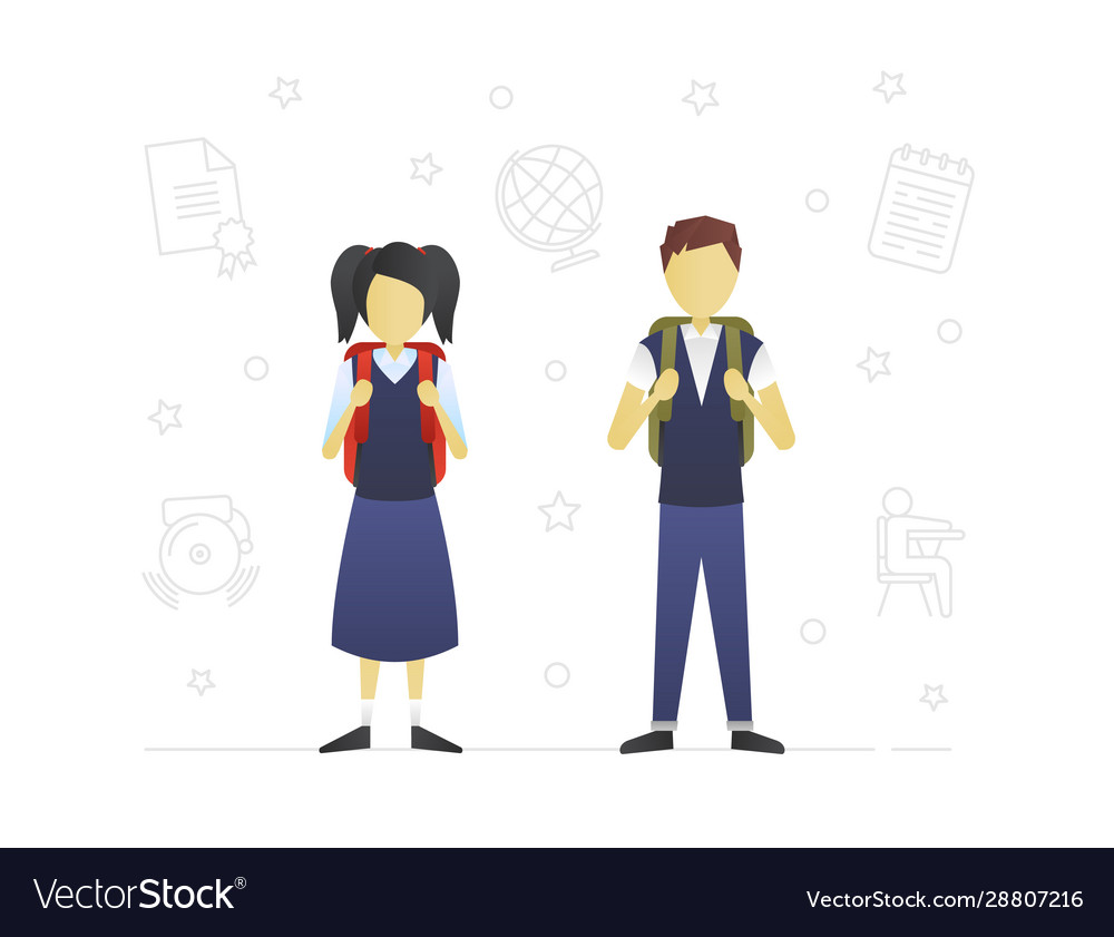 Schoolchildren flat character design