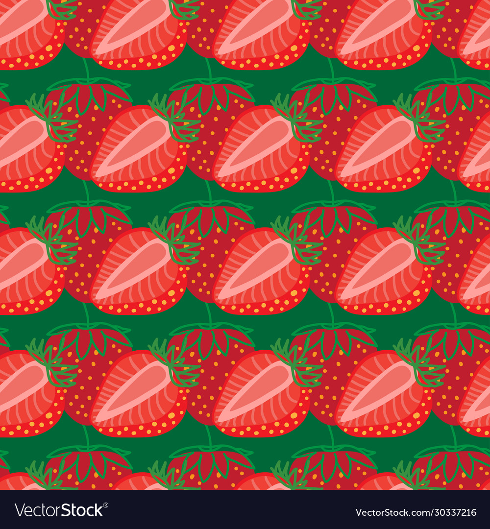 Seamless pattern strawberrys design colorful vector image Seamless pattern strawberrys design colorful