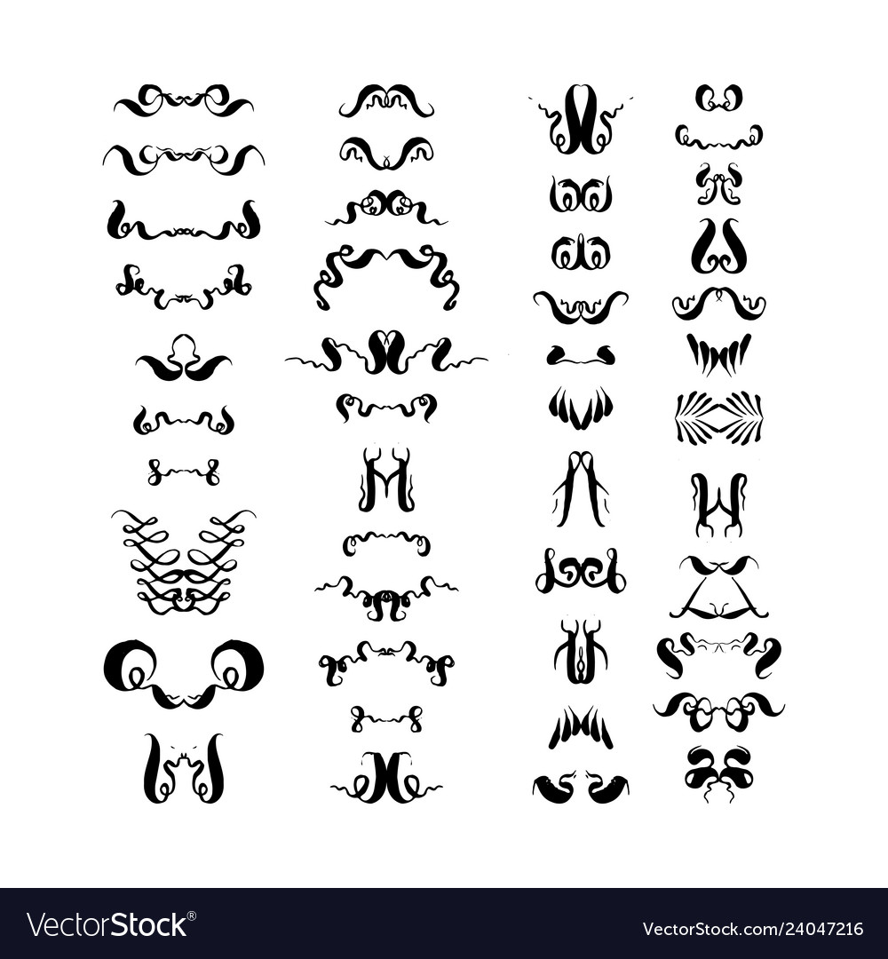 Set decorative hand-drawn elements on white vector image Set decorative hand-drawn elements on white