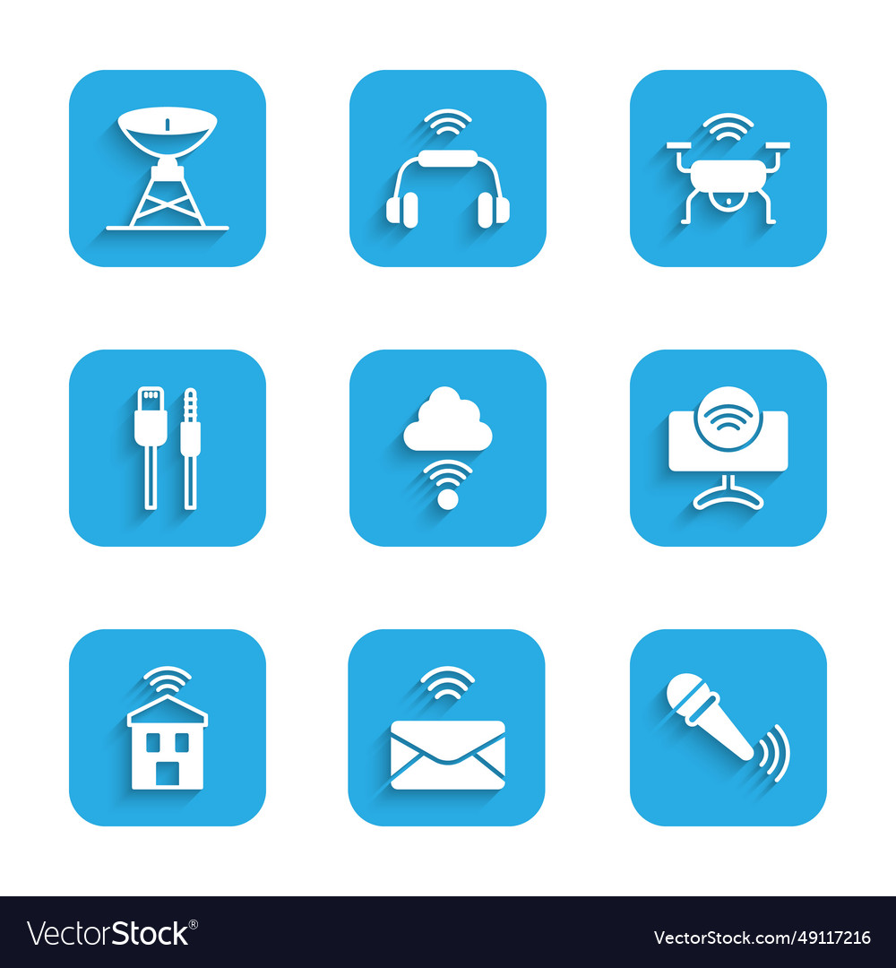 Set network cloud connection mail and e-mail vector image Set network cloud connection mail and e-mail