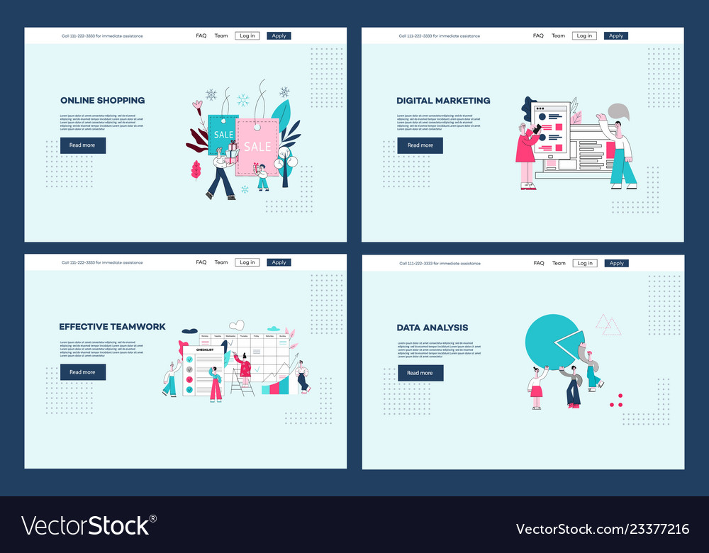 Set of web pages templates Vector Image Set of web pages templates