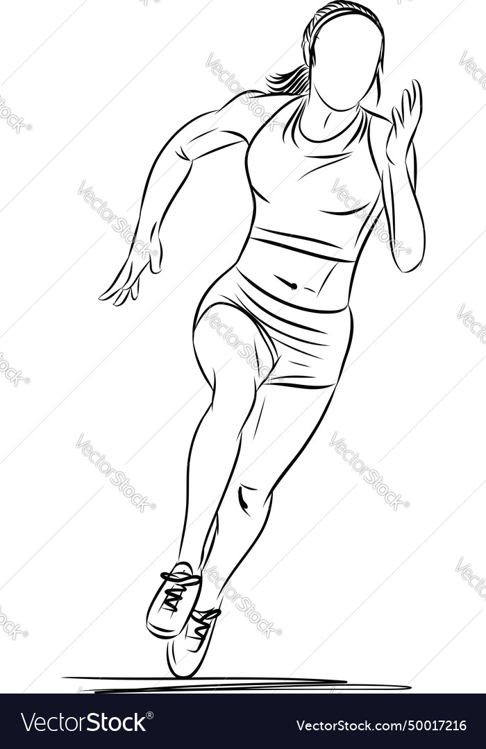 Sketch of running young woman Royalty Free Vector Image