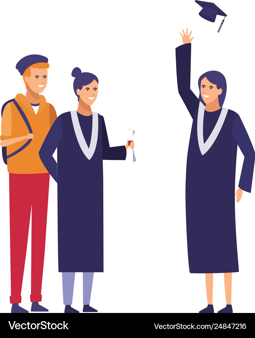 Students graduation celebration Royalty Free Vector Image