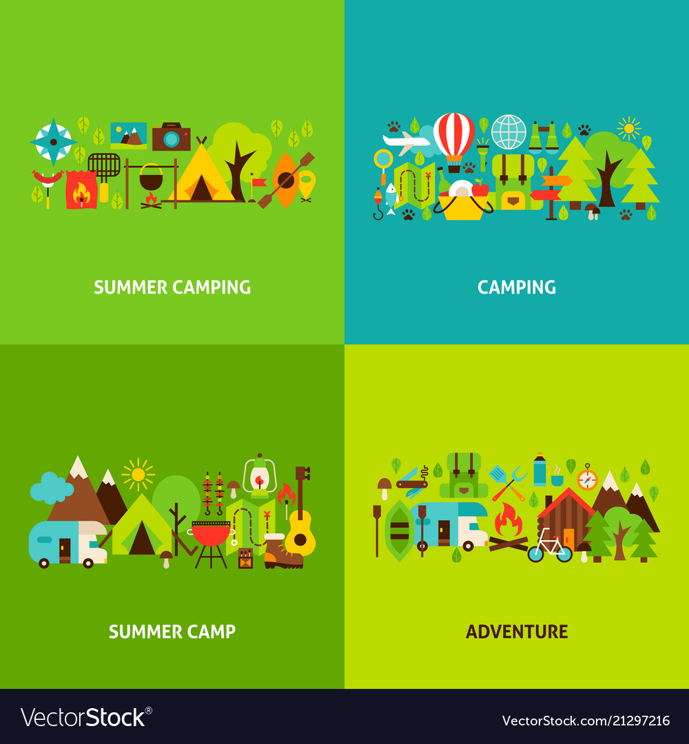 Summer Camping Concepts Set Royalty Free Vector Image