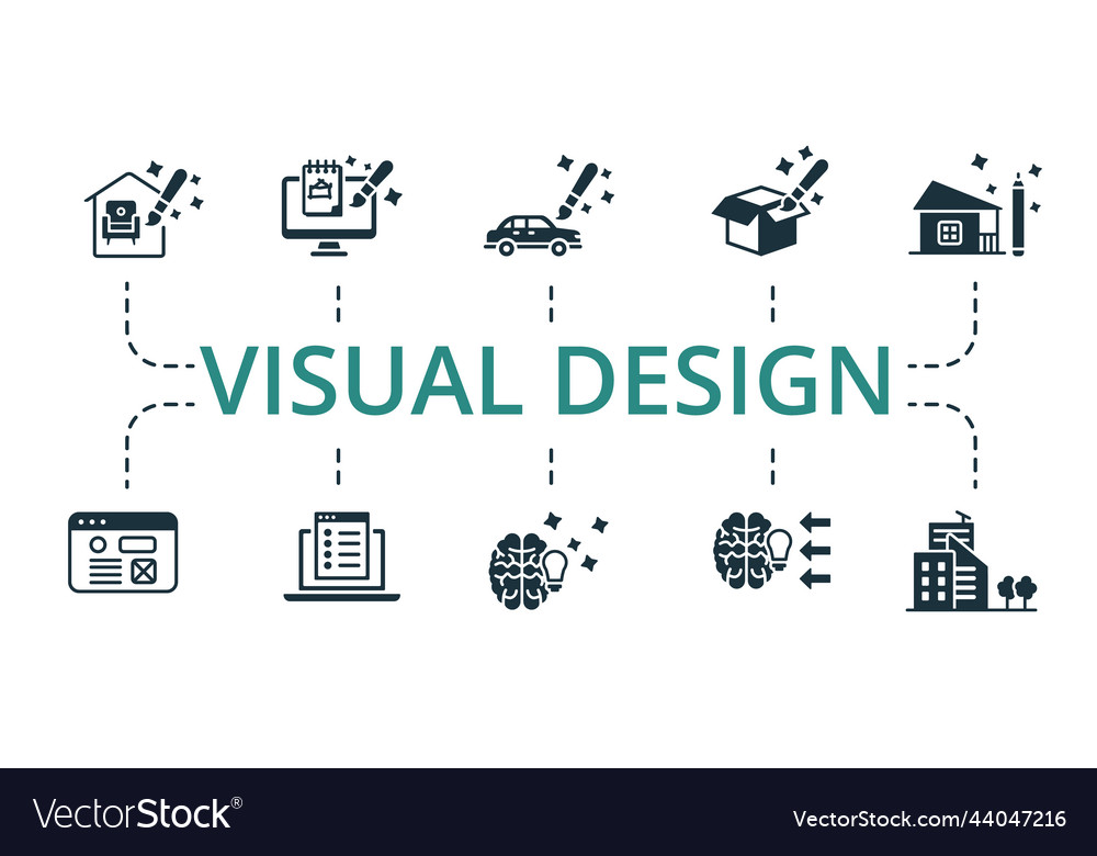 Visual design set icon editable icons vector image Visual design set icon editable icons