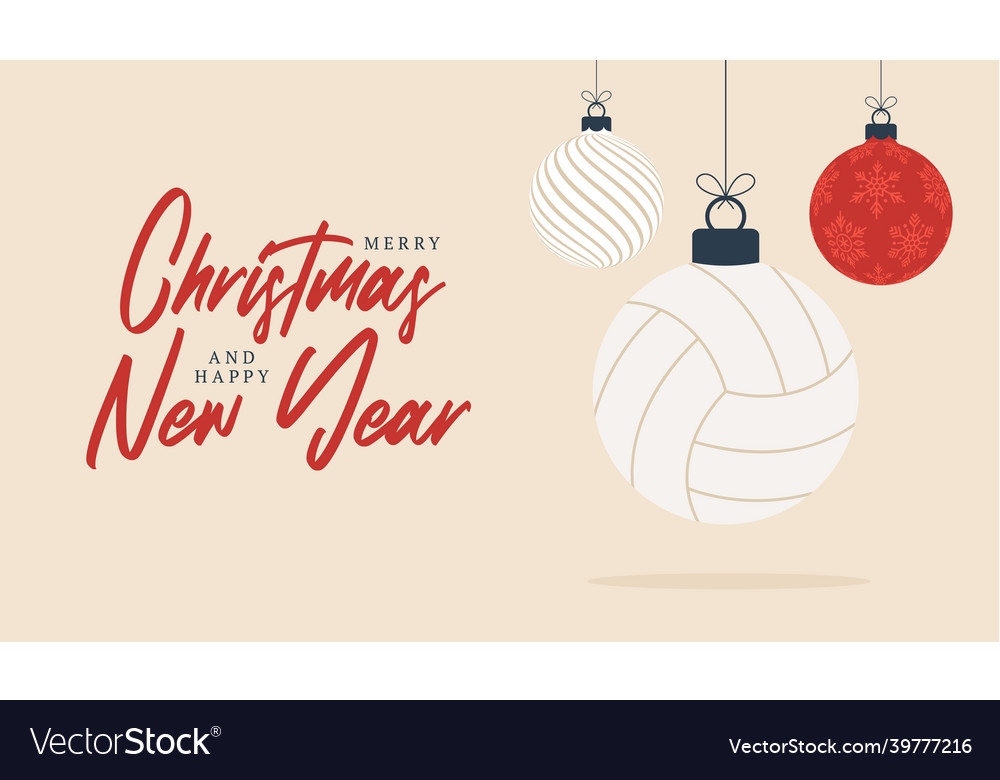 Volleyball christmas greeting card merry