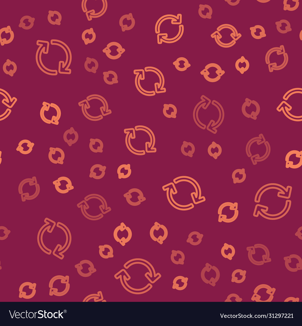 Brown line refresh icon isolated seamless pattern