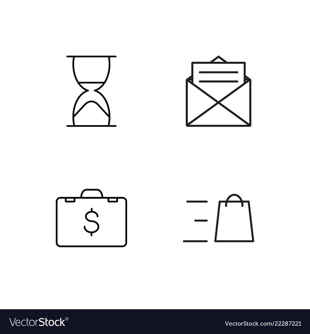 Business simple outlined icons set