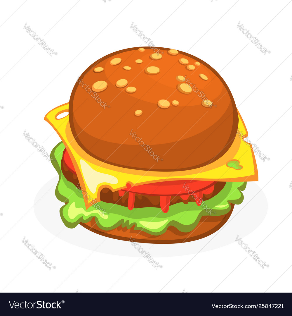Cartoon cheeseburger or hamburger icon Royalty Free Vector Cartoon cheeseburger or hamburger icon Royalty Free Vector