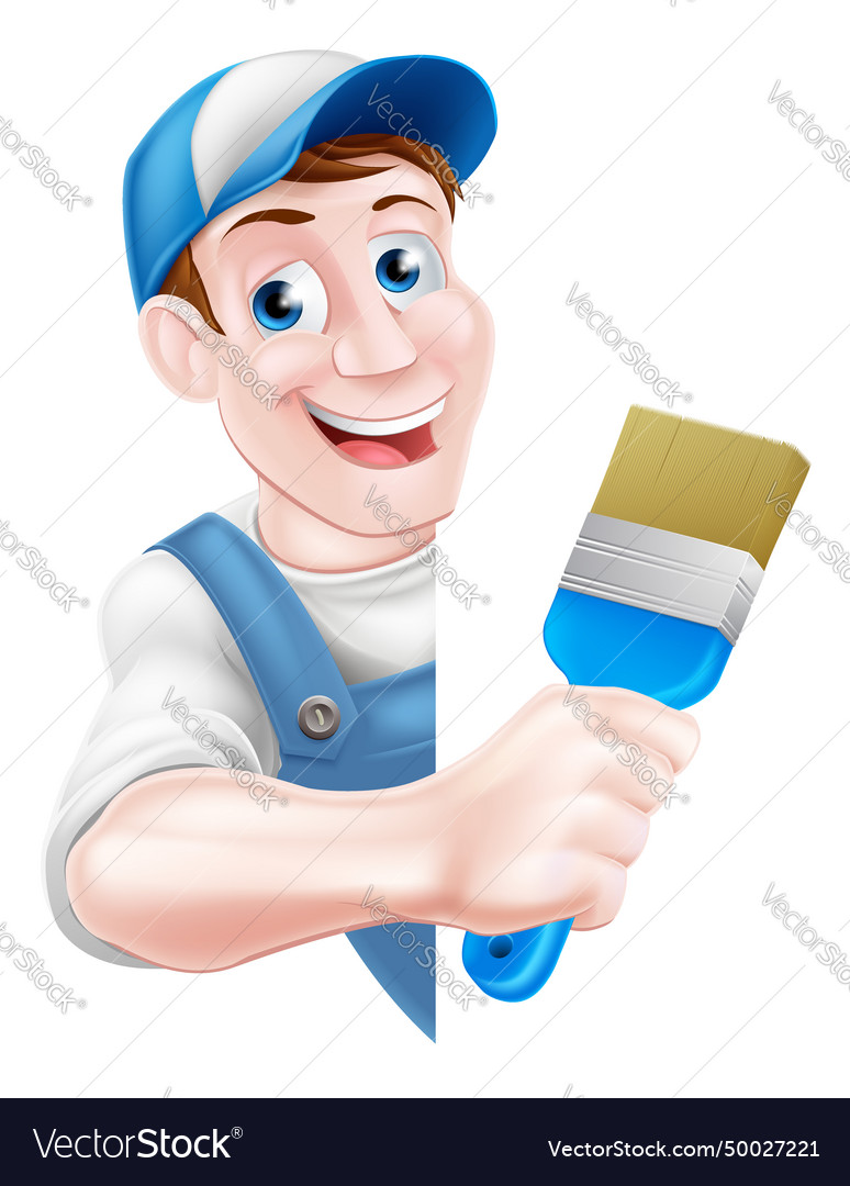 Cartoon painter decorator Royalty Free Vector Image