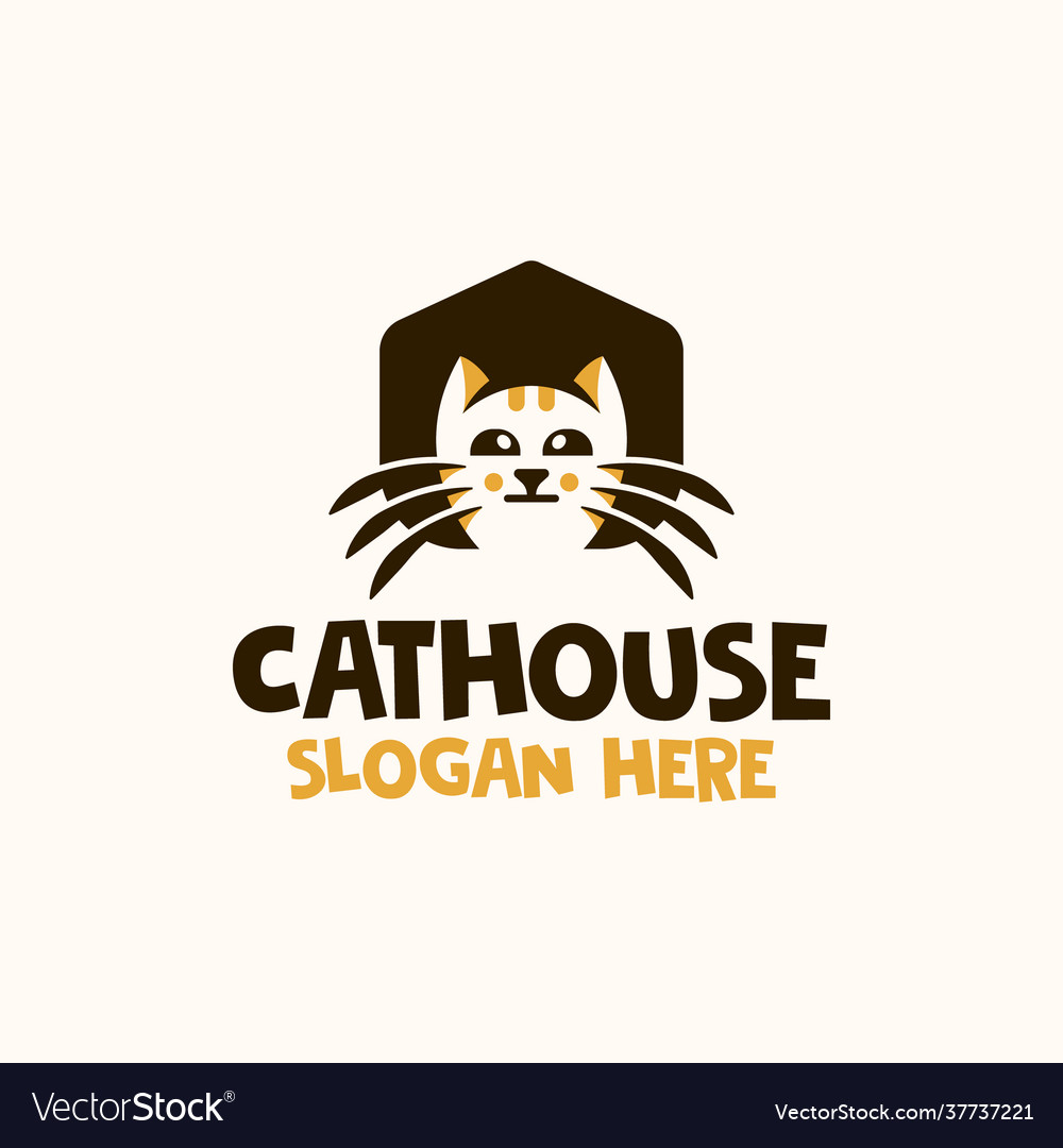 Cat house home logo design template