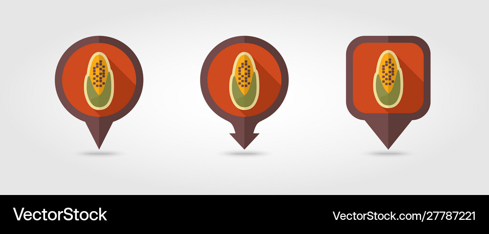 Corncob flat pin map icon Royalty Free Vector Image