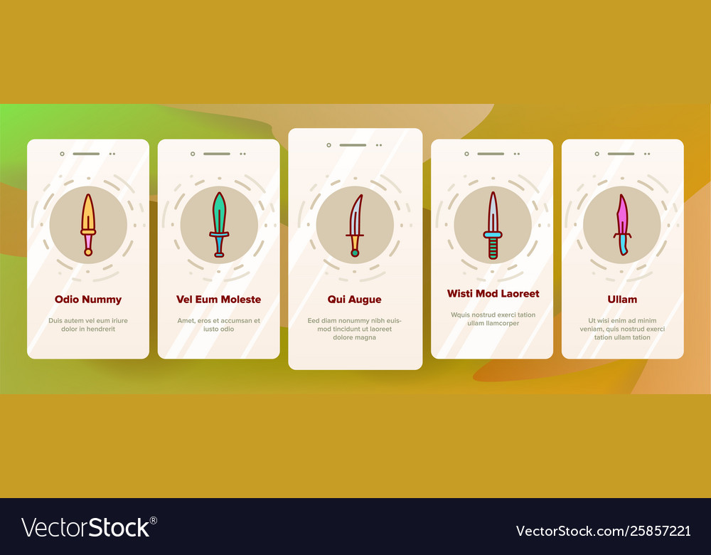Dagger sharp weapon onboarding mobile app Vector Image Dagger sharp weapon onboarding mobile app
