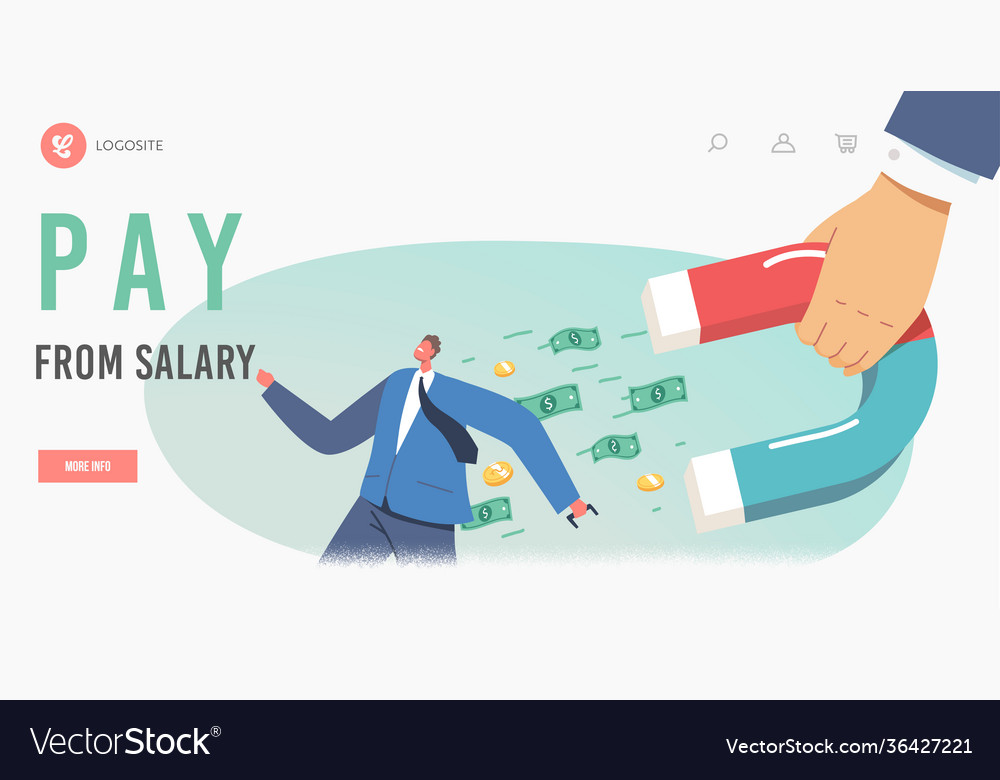 Debt collection landing page template businessman vector image Debt collection landing page template businessman