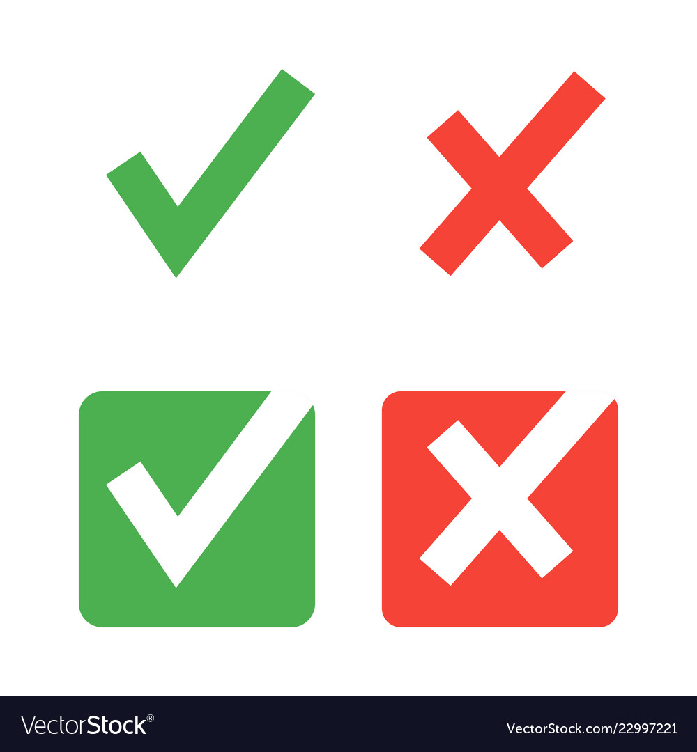 Flat Check Mark Icons - Red & Green