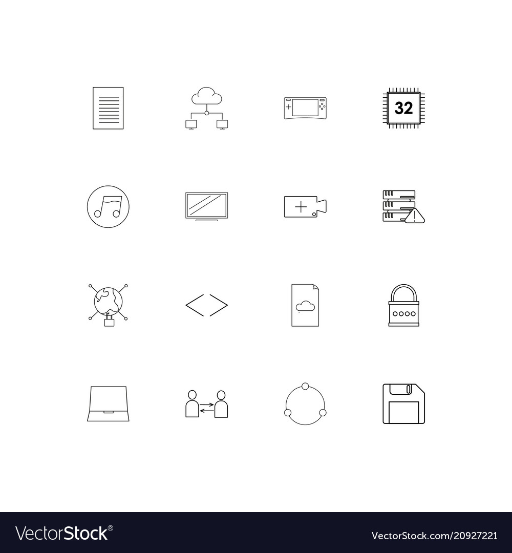 Internet technologies linear thin icons set