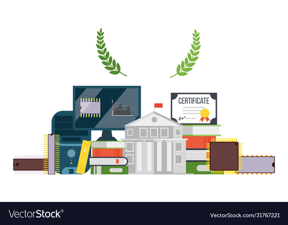 Microchip creation training university vector image Microchip creation training university