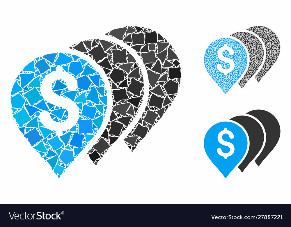 Money map pointers composition icon rough items