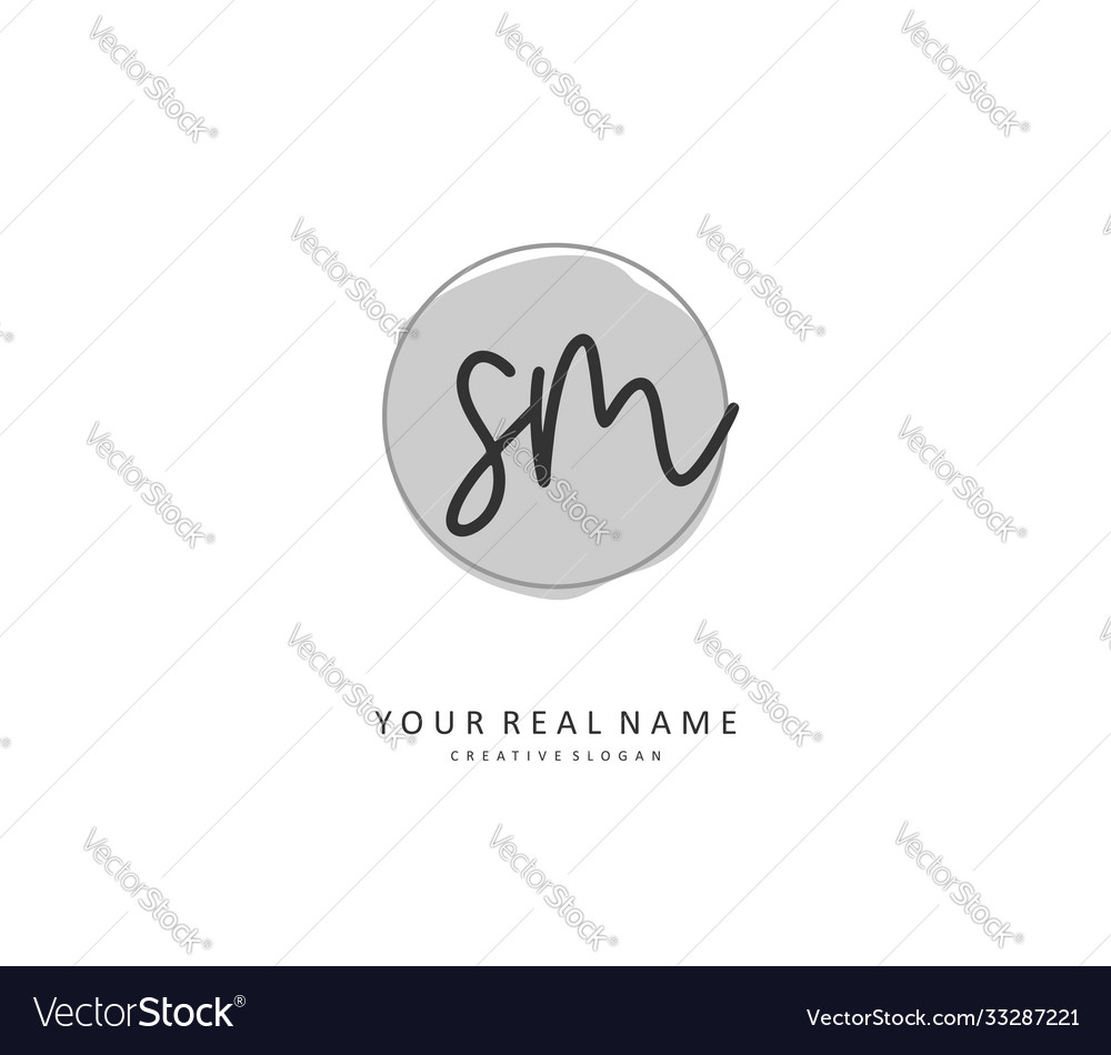 S m sm initial letter handwriting and signature Vector Image