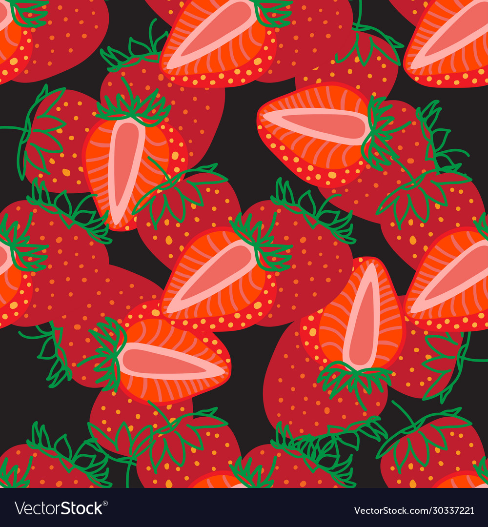 Seamless pattern strawberrys design colorful vector image Seamless pattern strawberrys design colorful