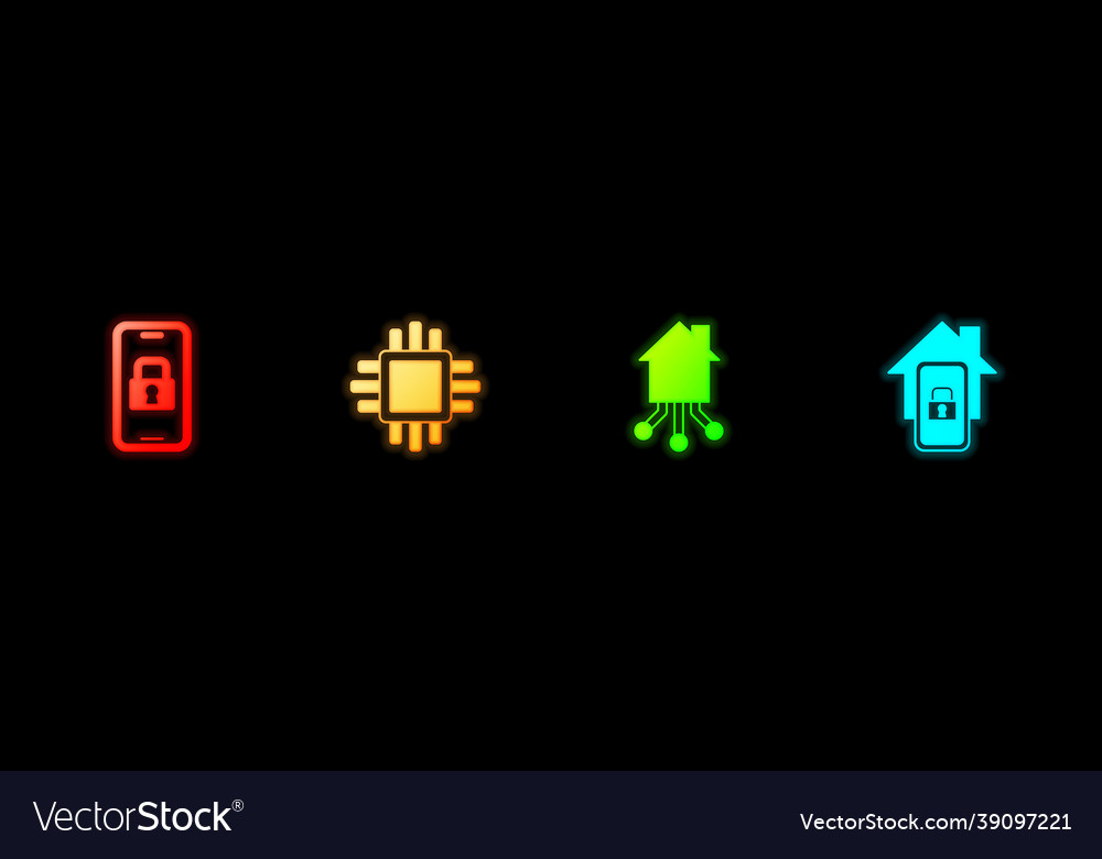Set digital door lock processor with cpu smart vector image Set digital door lock processor with cpu smart