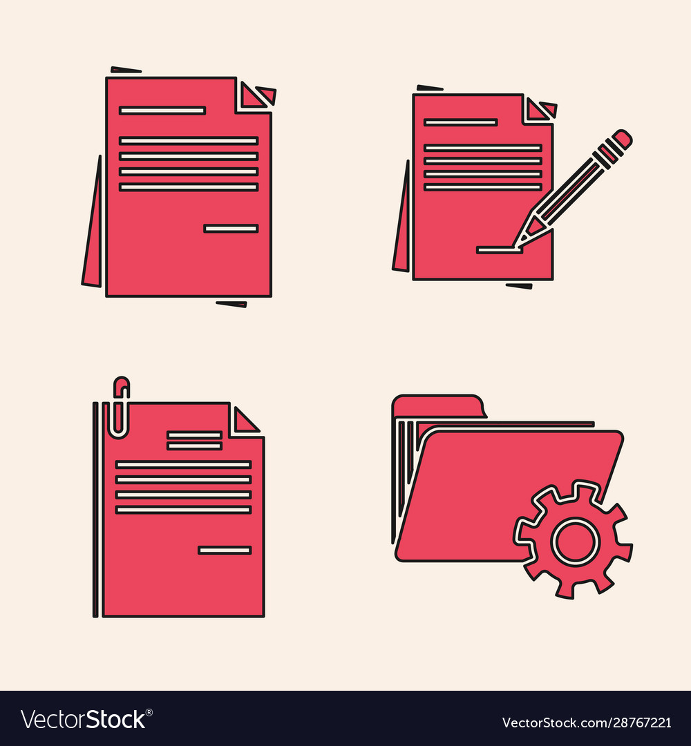 Set folder settings with gears file document vector image Set folder settings with gears file document